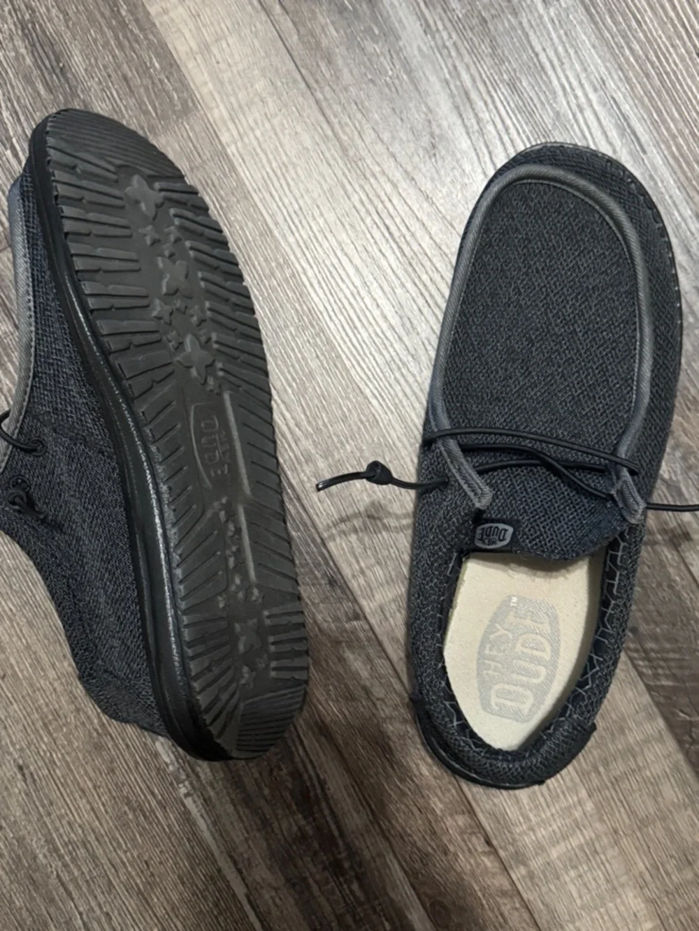 Hey Dude Men's Black Knit Slip-On Loafers